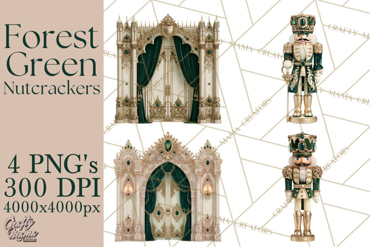 Forest Green Nutcracker Clipart PNG, Christmas Decor example image 1