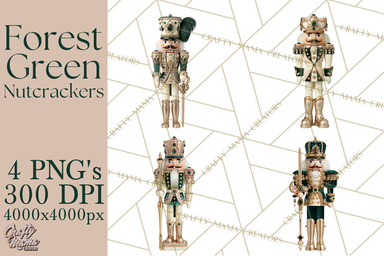 Forest Green Nutcracker Clipart PNG, Christmas Decor example image 1