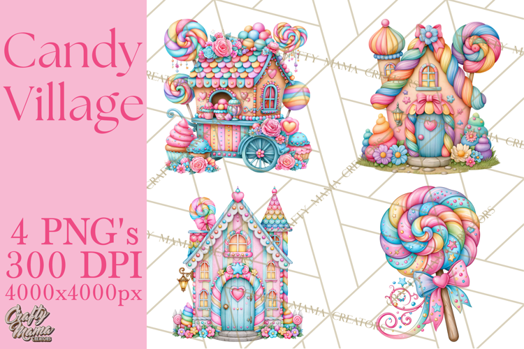 Candy Village Pastel Clipart PNG
