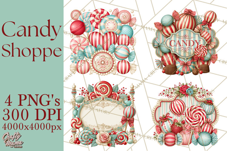 Retro Candy Shop Clipart PNG example image 1