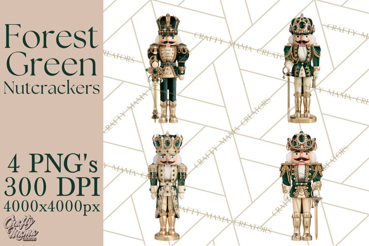 Forest Green Nutcracker Clipart PNG, Christmas Decor example image 1