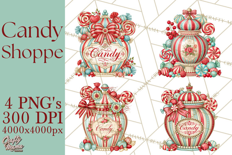 Retro Candy Shop Clipart PNG example image 1