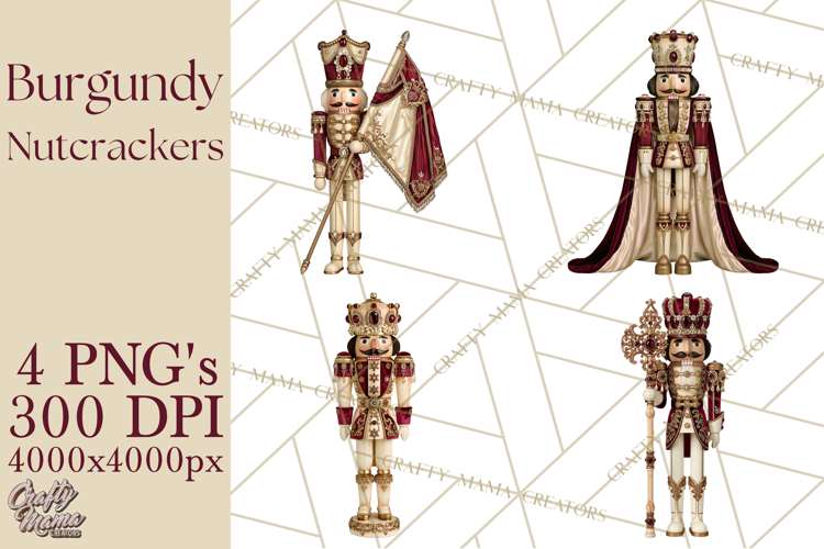 Burgundy Antique Gold Nutcracker Clipart PNG, Christmas