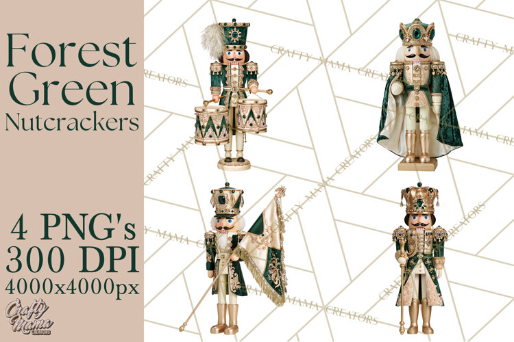 Forest Green Nutcracker Clipart PNG, Christmas Decor example image 1