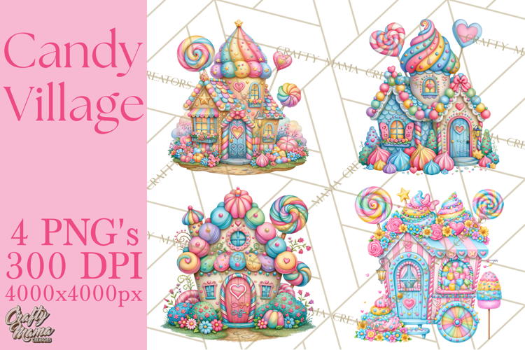 Candy Village Pastel Clipart PNG