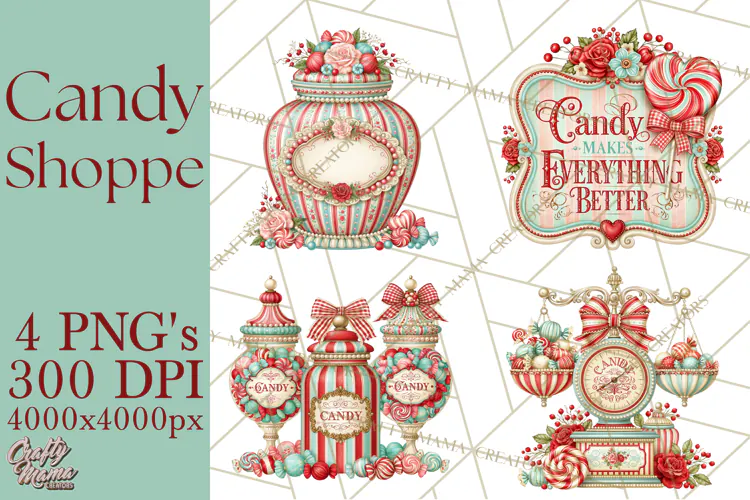 Retro Candy Shop Clipart PNG