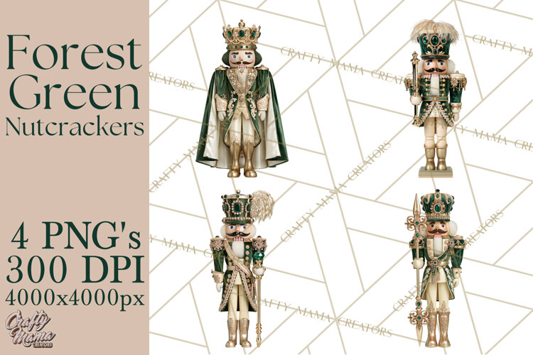 Forest Green Nutcracker Clipart PNG, Christmas Decor example image 1
