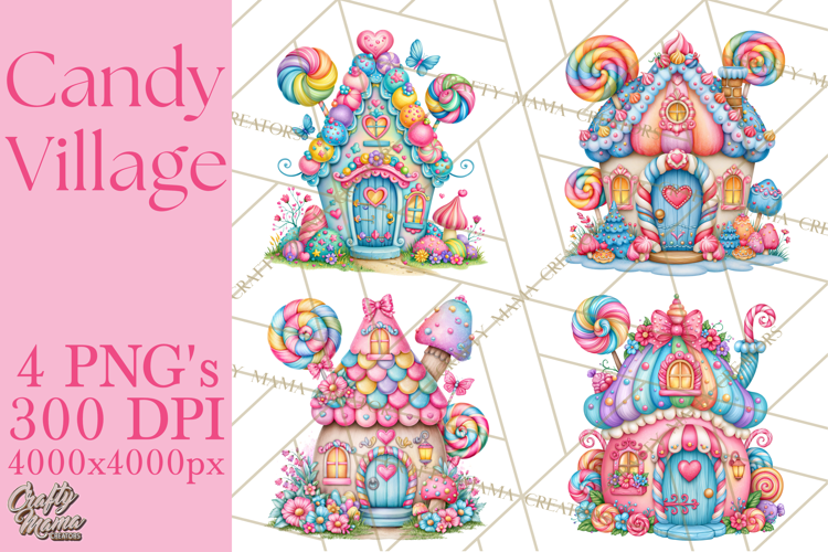 Candy Village Pastel Clipart PNG