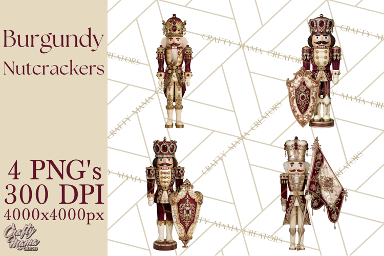 Burgundy Antique Gold Nutcracker Clipart PNG, Christmas