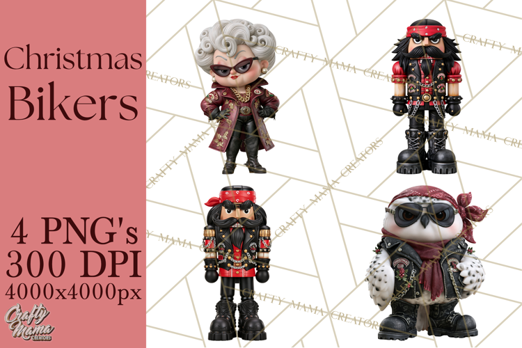 Christmas Biker Clipart PNG, Santa Motorcycle Gang
