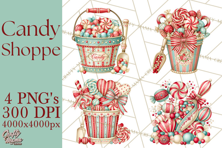 Retro Candy Shop Clipart PNG example image 1