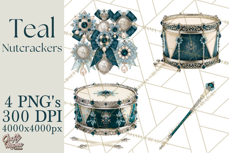 Winter Teal Nutcracker Clipart PNG, Christmas Decor example image 1