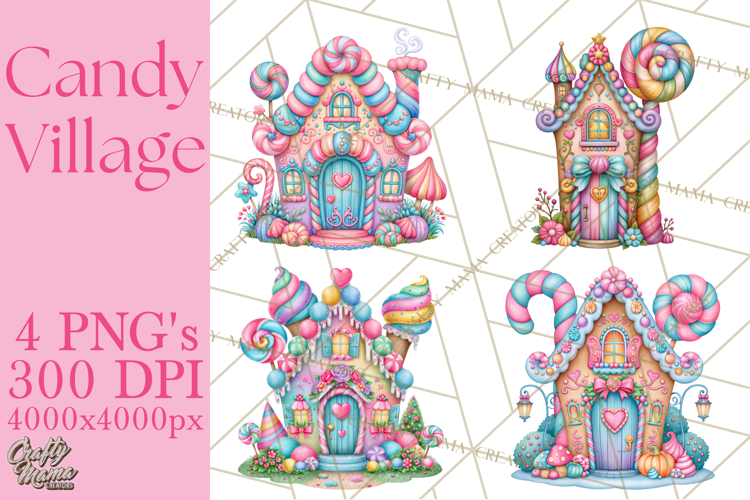 Candy Village Pastel Clipart PNG