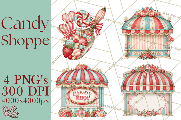 Retro Candy Shop Clipart PNG