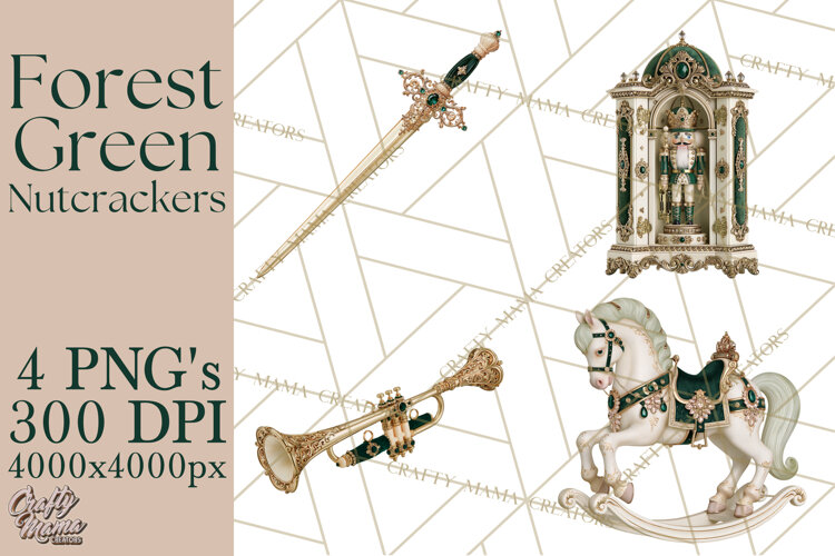 Forest Green Nutcracker Clipart PNG, Christmas Decor example image 1