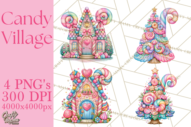 Candy Village Pastel Clipart PNG