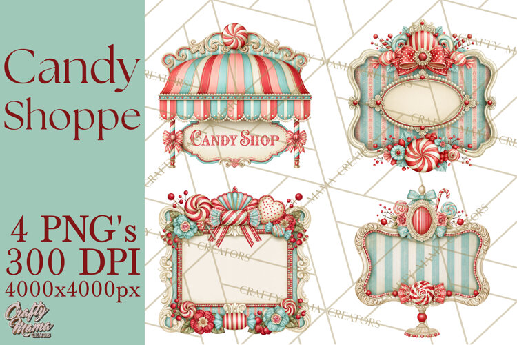 Retro Candy Shop Clipart PNG example image 1