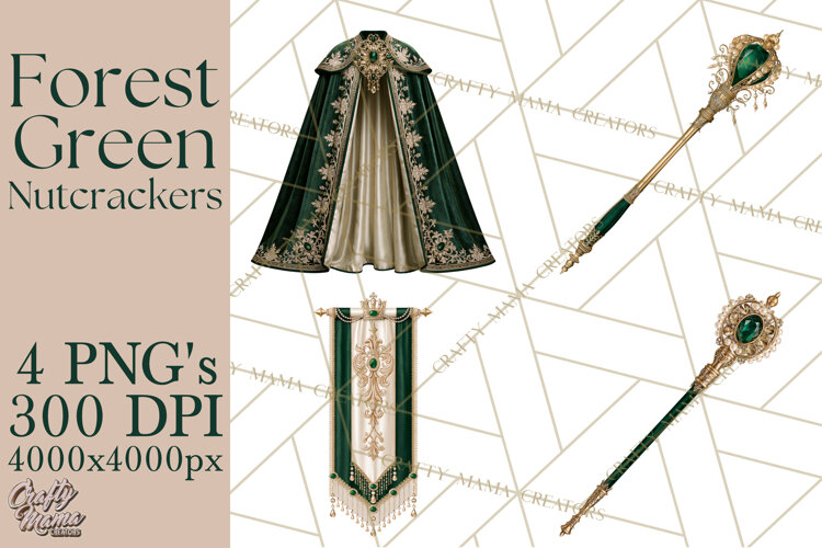 Forest Green Nutcracker Clipart PNG, Christmas Decor example image 1