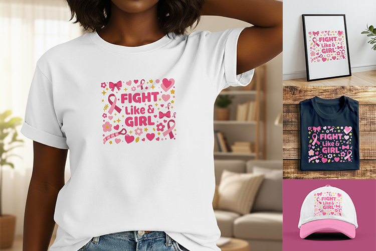 Fight Like Girl Sublimation Design , Breast Cancer month