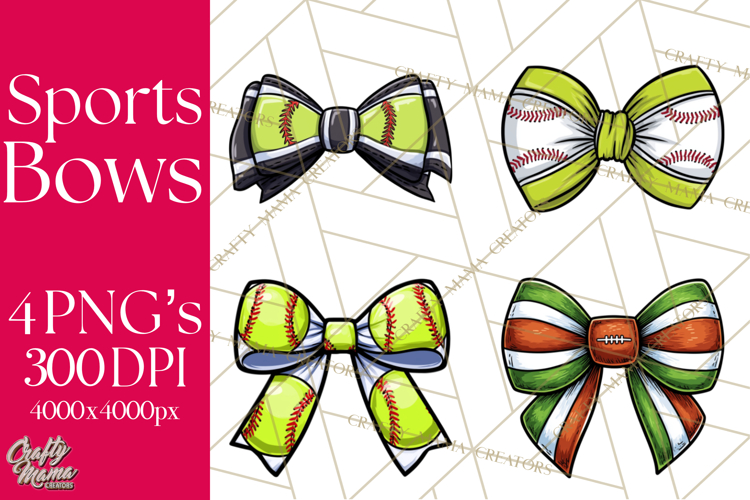 Sports Bows Clipart, Sports Bow PNG, Softball Football
