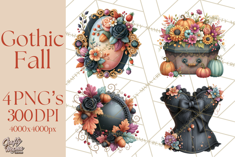 Gothic Fall Clipart PNG Dark Autumn Illustrations