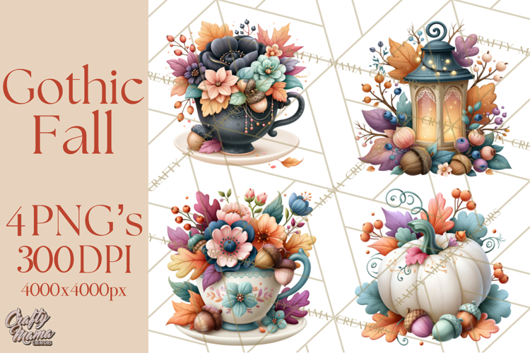Gothic Fall Clipart PNG Dark Autumn Illustrations