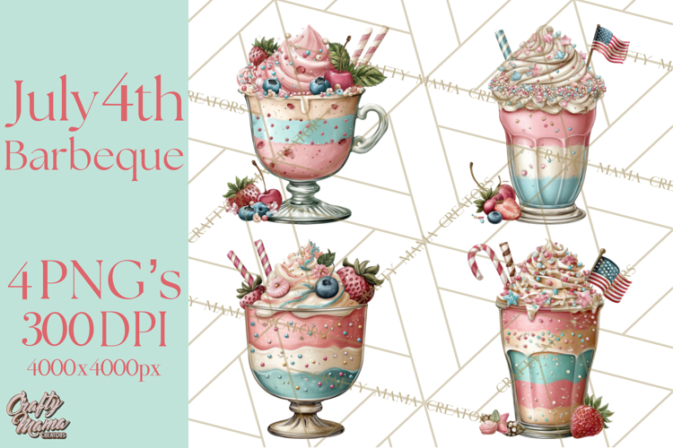 Patriotic Backyard BBQ Clipart and 4th of July Cookout Art