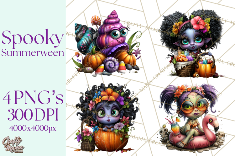Cute Summerween Beach Monster PNG Clipart