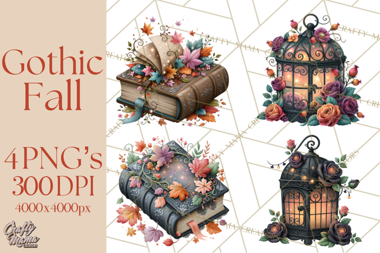 Gothic Fall Clipart PNG Dark Autumn Illustrations