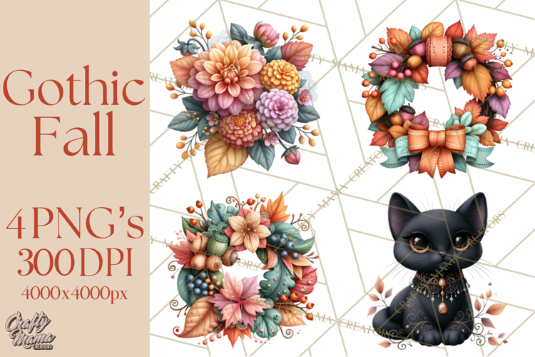 Gothic Fall Clipart PNG Dark Autumn Illustrations