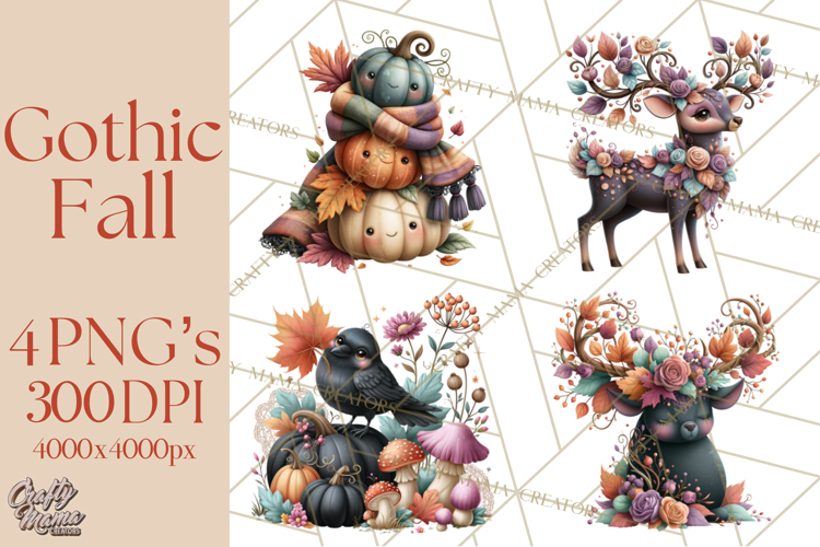 Gothic Fall Clipart PNG Dark Autumn Illustrations