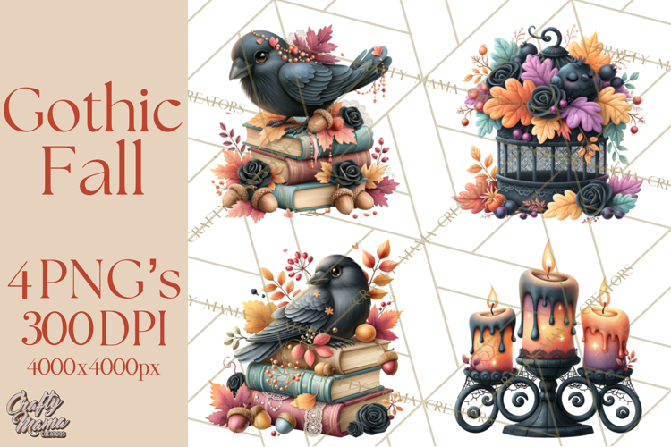 Gothic Fall Clipart PNG Dark Autumn Illustrations