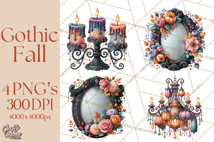 Gothic Fall Clipart PNG Dark Autumn Illustrations