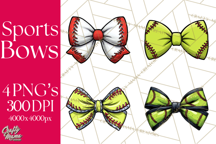 Sports Bows Clipart, Sports Bow PNG, Softball Baseball Png