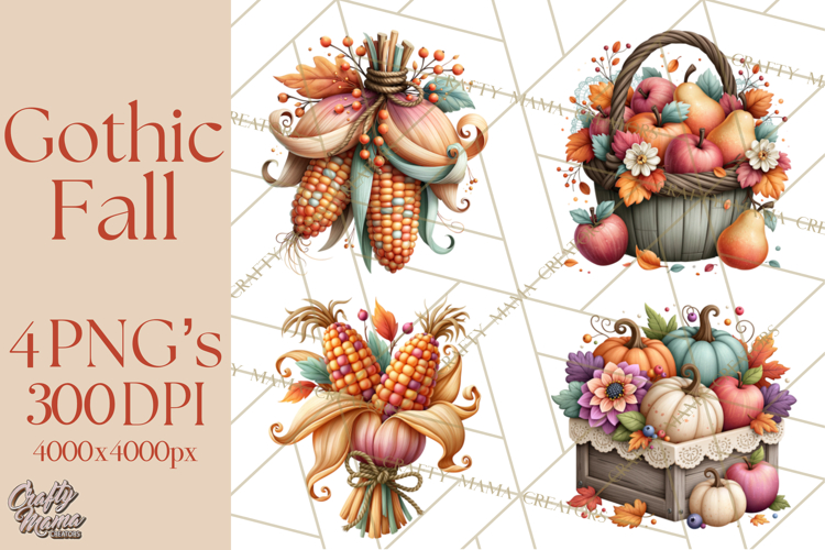 Gothic Fall Clipart PNG Dark Autumn Illustrations