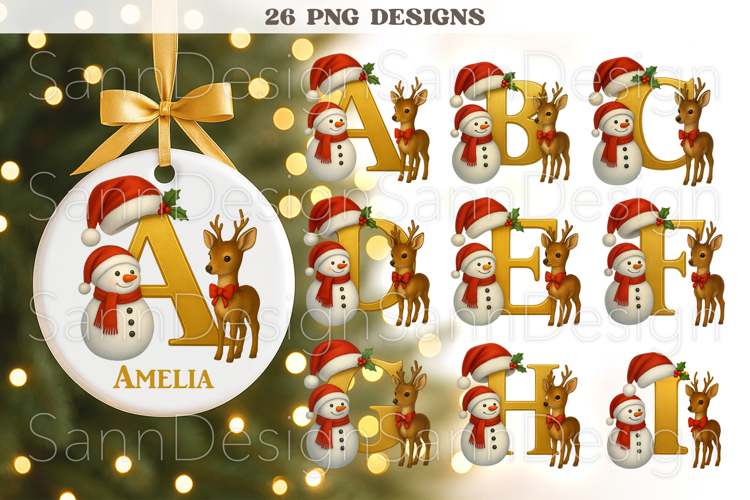 Personalized Christmas Ornament PNG,Kids Personalized Letter
