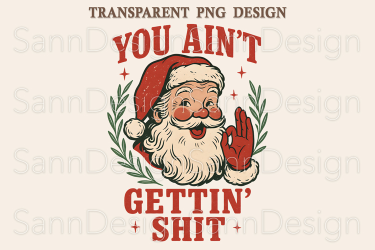 Funny Santa Christmas PNG, Retro Naughty Santa PNG