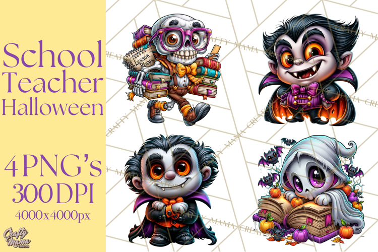 Halloween Teacher Clipart PNG School Bundle