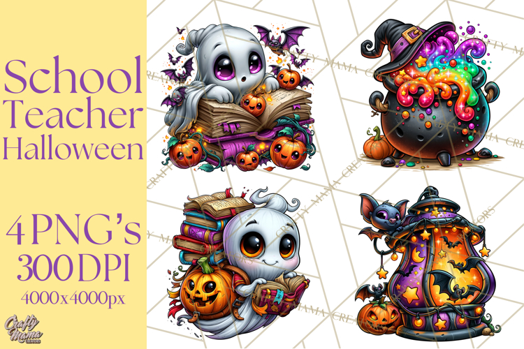 Halloween Teacher Clipart PNG School Bundle
