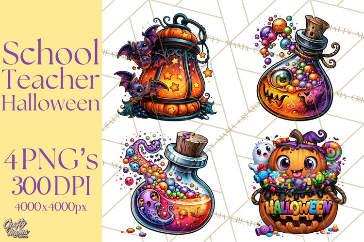 Halloween Teacher Clipart PNG School Bundle