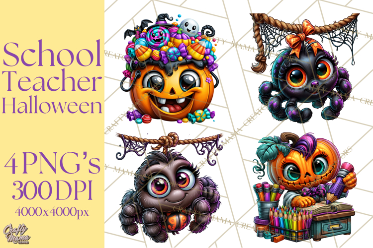 Halloween Teacher Clipart PNG School Bundle