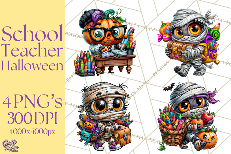 Halloween Teacher Clipart PNG School Bundle