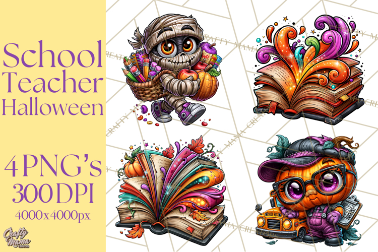 Halloween Teacher Clipart PNG School Bundle
