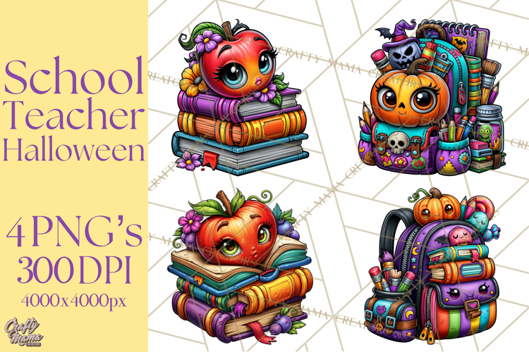 Halloween Teacher Clipart PNG School Bundle