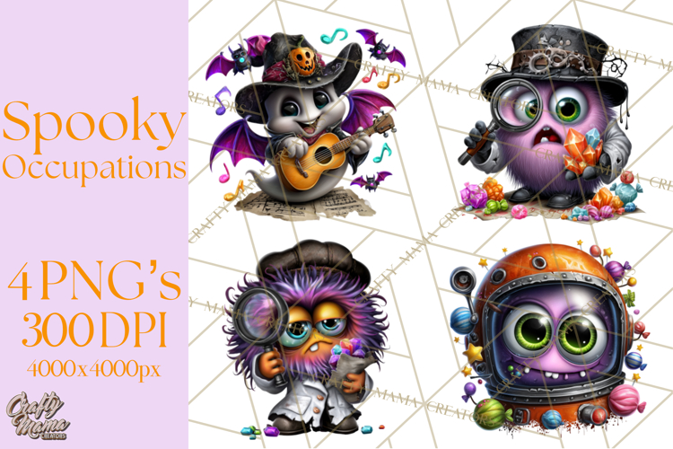 Cute Halloween Occupation Monsters PNG Clipart