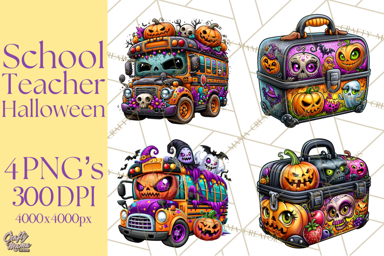 Halloween Teacher Clipart PNG School Bundle