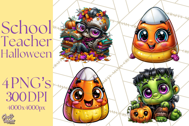 Halloween Teacher Clipart PNG School Bundle