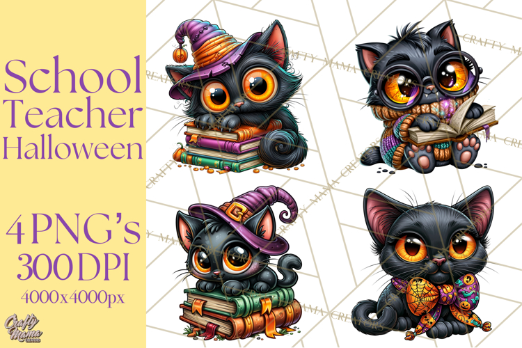 Halloween Teacher Clipart PNG School Bundle
