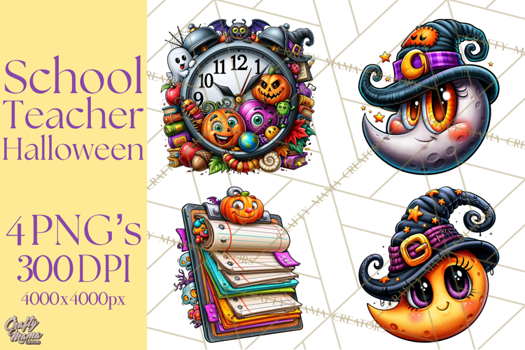 Halloween Teacher Clipart PNG School Bundle