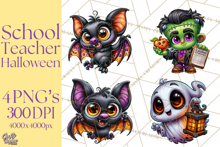 Halloween Teacher Clipart PNG School Bundle